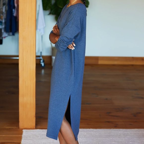 Emerson Fry Cozy Midi Dress Crewneck - Lake Blue - Picture 2 of 2